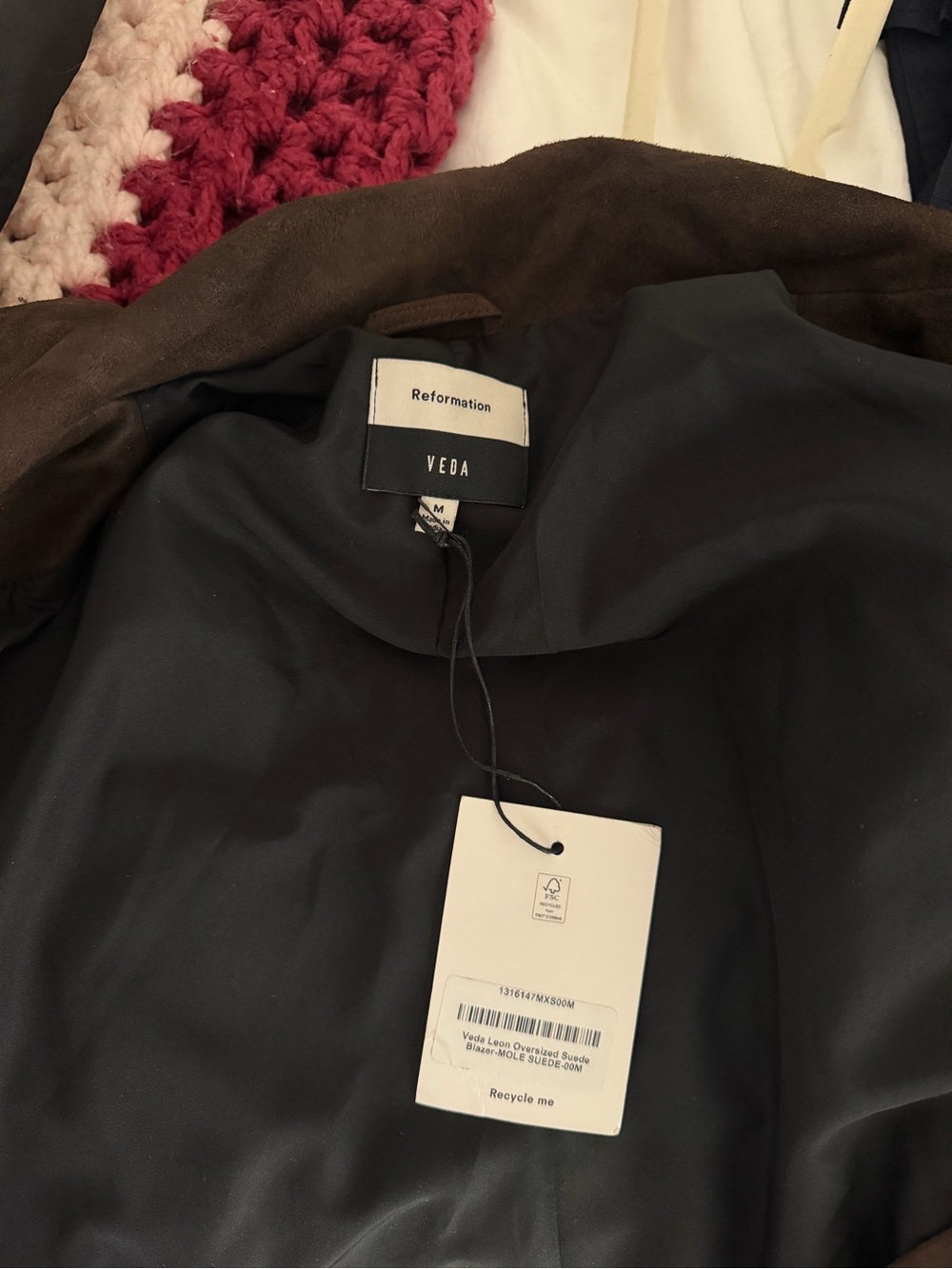 Reformation Veda Oversized Leon Oversized Brown Suede Blazer NWT Size Medium - Picture 4 of 6